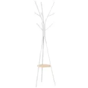 Metal Coat Rack Stand, 180cm Free Standing with 9 Hooks, 1 Shelf for Hats, Bags,