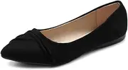 [Ollio] Women's Shoe Ballet Dress Faux Suede Pleated Pointed Toe Flat