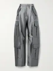 [Christopher John Rogers] Christopher John Rogers - Silk And Wool-blend Twill Tapered Cargo Pants - Dark gray - Unisex 30 Unisex 30 Gray