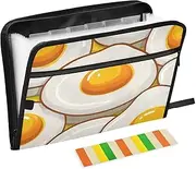 Cute Cartoon Egg Expanding Folder 13 Pockets A4 Letter Size Hanging File Folders with Zipper Closure Organizer File Folder for Office