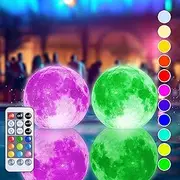 TIALLY Floating Pool Lights Solar Powered - 16" Full Moon Inflatable Led Lights for Pool, Floating Pool Light Ball for Swimming Pools, Ponds, Patio, Wedding, Pool Party Decor- 2 Pack