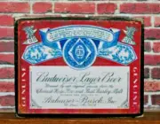 Budweiser Label Primitive Rustic Man Cave Wooden Farmhouse Shelf Sitter 3.5X4.5