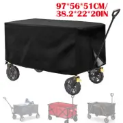 Black Wagon Cart Cover Waterproof Garden Trolley Cover for Folding Trolley New