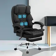 [ALFORDSON] Ergonomic Massage Office Chair 150° Recline with Footrest,Gaming Executive Computer Racer Chair with Adjustable Height,Fabric Home Office Chair with Back Support,180kg Max, Fabric Black