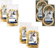 Dehner Lieblinge Rodent Snack, Rodent Food 100% Natural, Fruit Mix, 2 x Apple Chips (160 g), Banana Chips (300 g) and Strawberry Basket (30 g) (490 g)