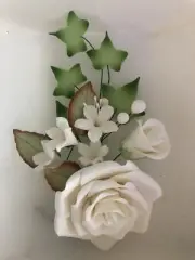 Gumpaste ROSE for Cakes 7cm Sprays Ivy leaves 21st BIRTHDAY 7colors MEDIUM#5