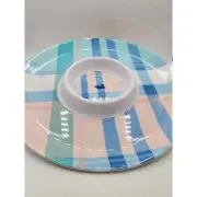 New Southern Marsh Nautical Plaid Chip Dip Platter Tray 12"x12"