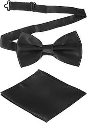 [sourcing map] Bow Tie for Men, Adjustable Bow Ties with Pocket Square for Wedding, Parties, Dinner, and Business