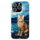 Graphic Case For Apple iPhone (16,15,14,13,12,11,X,8,7),Cat Night 5 Print