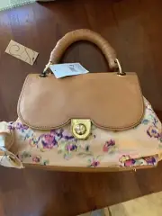 Zac Posen Top Handle Flap Floral Camel Handbag NWT
