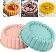 8 Inch Round Cake Tin Set of 2, Nonstick Silicone Cake Molds for Cheese Cake, Chocolate Cake, Rainbow Cakes, Strawberry Shortcake, Brownie Tart Pie