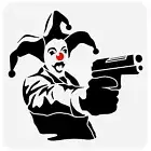 Clown Art Stencil - Hollowed Man in Clown Make-up, Reusable Gun Clown Painting T