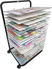 Paint Drying Rack Art Drying Rack 20 Shelves Metal Art Work Storage Display Rack Art Drying Rack with Wheels,Mobile Art Drying Rack for Home or Classroom Black