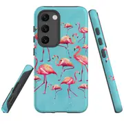 For Samsung Galaxy S23+ Plus Case Shielding Cover, Flamingoes