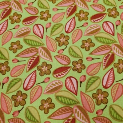 Moda Lila Tueller Green Pink Woodland Bloom Cotton Fabric 3/4 Yard #16017