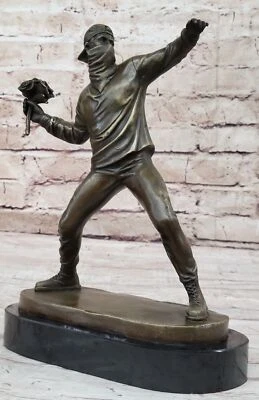 Unknow Street Artist BRONZE Rose Flower Thrower Statue Modern Sale