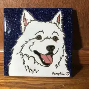 Spitz Dog - Hand Painted Tile by Pumpkin Tile - 6 x 6"- D130