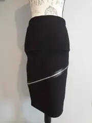 McQ ALEXANDER McQUEEN Black Zip Detail Knit Pencil Skirt BNWT