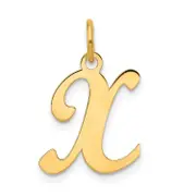 14k Yellow Gold 14KY Script Letter X Initial Charm