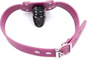 Lockable Silicone Dildo Mouth Gag Sex Slave Ball Gag Bondage Fetish Restraint SM Game (Rose, Short)