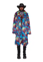 [J Valentine] Twisted Parrot Faux Fur Coat