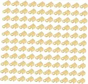 GRADENEVE Easy Install 500pcs Jewelry Crimps Leather Cord Clamps Cord Ends Crimp Terminators Clamp Ribbon End Crimps Stainless Steel 9mm x 4mm Gold Color for DIY Projects
