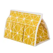 2PCS Creative Linen Cloth Tissue Box Multifunctional Six-pocket Drawer Box Desktop Storage Box YELLOW COLOR