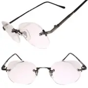 Classic 80s 90s True Vintage Gunmetal Square Rimless 1.00 Reader Reading Glasses