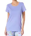 Hue Short Sleeve Scoop Neck Solid Pajama Top Size M -Jacaranda-