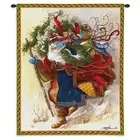 34x26 WINDSWEPT SANTA CLAUS Christmas Holiday Winter Snow Tapestry Wall Hanging