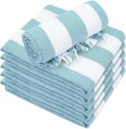 Kongdaoth Set of 6 Turkish Beach Towel, Cotton Beach Towels, 36 x 71 Inches Turkish Towel, Sand Free, Quick Dry, Lightweight Beach Towels for Adult Blue