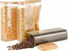 71Oz Airtight Glass Storage Containers Set of 4 with Bamboo Lids for Pantry Orga