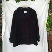 Amazon Essentials Coat Womens Size L Black Pea Coat Wool Blend Classic Nwt
