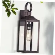 Large Bronze Outdoor Wall Lantern 19", Outside Farmhouse Wall Sconce Light