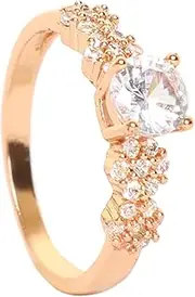 [Kala Jewels] Bold Diamond Zirconia Ring for Women and Girls, Birthday & Special Occasion Gift, Aesthetic Jewellery, Accessories for Everyday Wear, Metal, No Gemstone