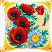 Wildflower Dreams Cross-Stitch Pillow Kit - European Quality Tapestry Canvas, 16