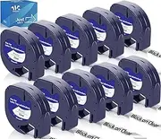Weemay 10 Pack 16952 Clear Plastic Labels Compatible with Dymo Letratag Refills Clear Transparent Label Tape 1/2 x 13 Black on Clear Refill for Letra Tag Label Maker LT-100T LT-100H QX50, 12mm x 4m