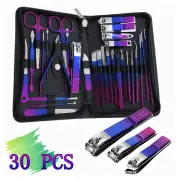 30PCS/Set Tools Pedicure Kit Stainless Steel Nail Grooming Clippers Manicure AU