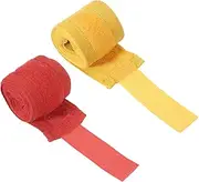 uxcell Boxing Hand Wraps, 1 Set 98 Inch Length Elastic Boxing Wraps Cotton Fist Mitts Wrist Straps Protection for Muay Thai Martial Arts Kickboxing Bandages, Red Yellow