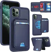 FROLAN for iPhone 11 Pro Max MagSafe Case Wireless Charging with Wallet Detachable Card Holder Premium PU Leather Magnetic Stand Kickstand Protective Phone Cover for iPhone 11 Pro Max 6.5" Navy Blue