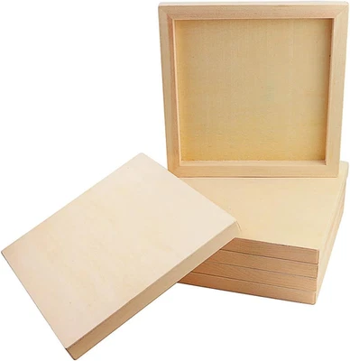 6 Pack 8 X 8 Inch Unfinished Wood Cradled - Wooden Canvas Panels Boards for Pain