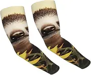 [FHEDVBN] Sloth Sunflower Arm Sleeves Compression Arm Covers for Men Women Outdoor Sun Sleeves Cooling Sports Sleeve, Black