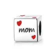 Silver plating Love Mom Dice Bead Square Charm Pendant Fit Bracelet Necklace for Mother Gift Jewelry