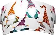 Xmas Funny Gnomes Print Sunscreen Visor Hats for Women Men Adjustable Empty Top Beach Cap Hat Adults Outdoor Sports Black, Black, One Size
