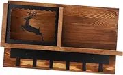 QUMIIRITY Wall Mounted Key Holder and Mail Organizer Rustic Key Rack with Hooks Dog Leashes and Mail Storage Space Saving Decorative Wall Shelf