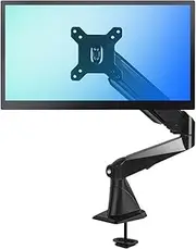 Monitor Arm Gas Single Monitor Mount, Gas Spring Monitor Arm Desk Mount with Clamp, Fully Adjustable Single Monitor Arm Fits 15-27 inch Screens, Holds up to 17.6 lbs Monitor Desk Mount(Black)