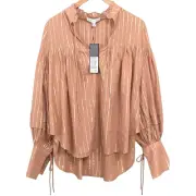 Shona Joy Balloon Sleeve Tunic Blouse Rose Womens Size 6 Boho Peasant NEW