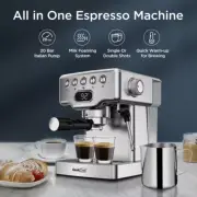 20 Bar Coffee Machine Cappuccino/Latte w/Milk Frother Espresso Coffee Maker US