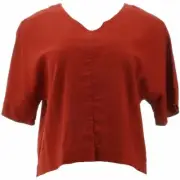Motto Women's Linen-Blend Dolman Top, Rusty Red, L