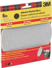 NEW 3M 9183 PACK (5) SHEETS 6" ROUND ADHESIVE MEDIUM GRIT SANDPAPER 0868380